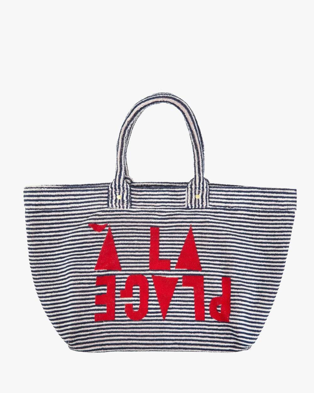 NEW CLARE V. women's cote tote bag in deep dive/cream stripe w/ maraschino à la